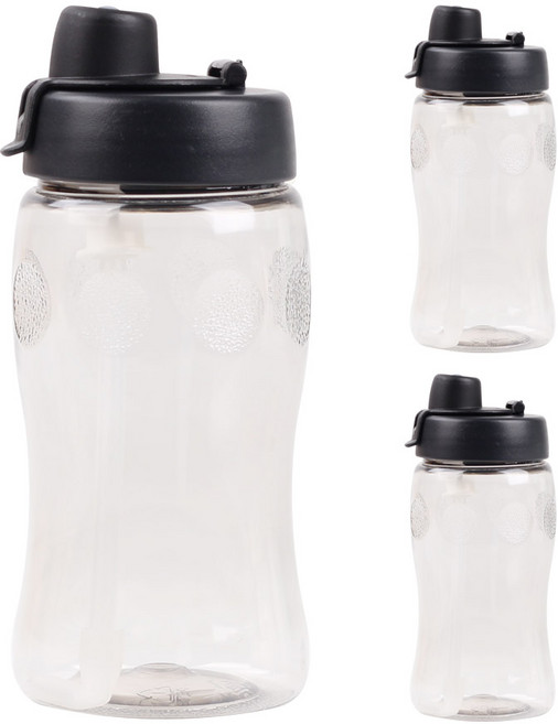 네오루프 빨대 물병 휴대용 물통, 3개, 350ml, 블랙