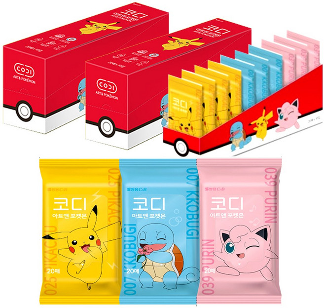 코디 포켓몬 휴대용 물티슈 20매X30개(1박스), 30매입, 30개