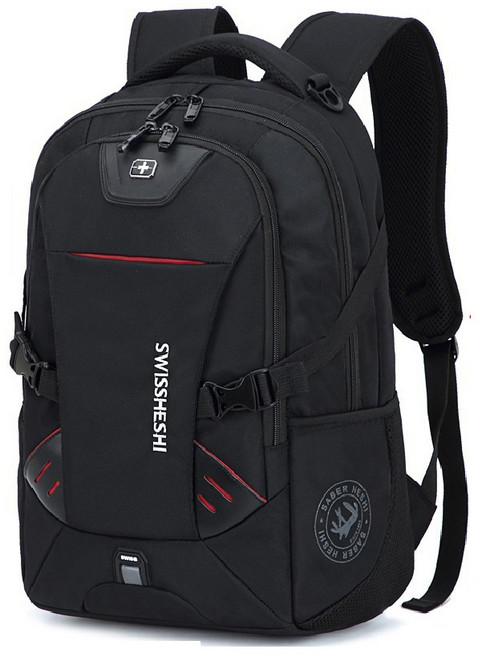 SWISSLAND 電腦雙肩包 大容量防水筆電後背包 多功能分層設計 適用15.6吋筆電, A278-軍刀升級大號黑