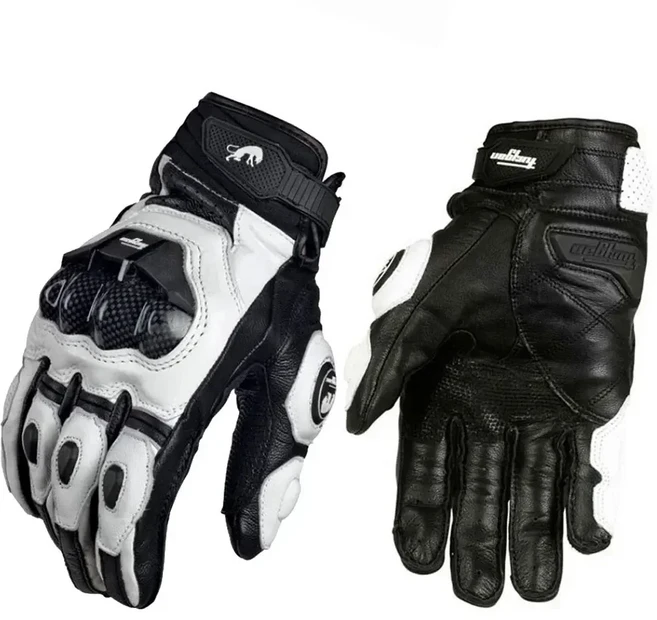 전체 손가락 오토바이 장갑 미끄럼 방지 내마모성 모토크로스 레이싱 터치 스크린 야외 BMW 가와사키용, 02 Short Gloves White, 01 M, 01 빠른  Mainland