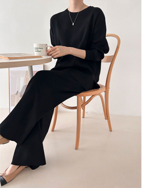 마이쏭 여성용 상하의세트 데일리룩 블라썸니트와이드팬츠세트