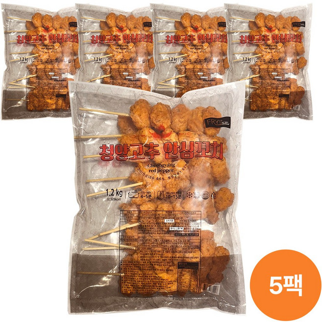 매콤한 청양고추 후라이드 안심꼬치 10개입, 5개, 1.2kg