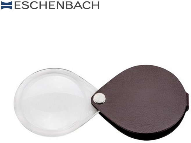 에센바흐1740160-3.5X 원형60mm 버건디레드 폴딩 포켓 휴대용 돋보기 가죽케이스 지갑형돋보기 독일, 1개