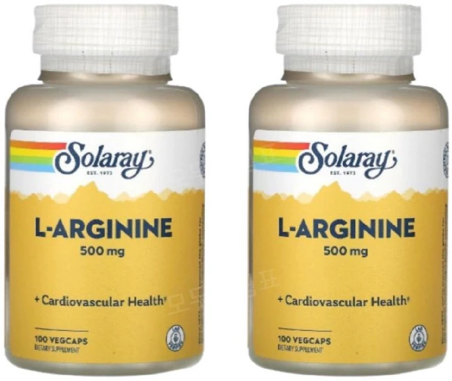 솔라레이 l-알지닌 500mg 베지 캡슐 100정 2병 - 쿠팡