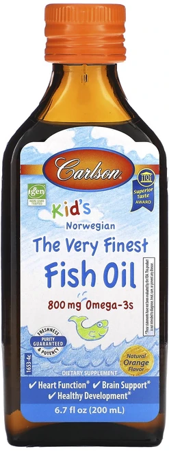 Carlson 어린이용 노르웨이산 피쉬 오일 천연 오렌지 맛 200ml(6.7fl oz), Carlson어린이용노르웨이산최고급피쉬오일천연오렌지맛2 - 쿠팡