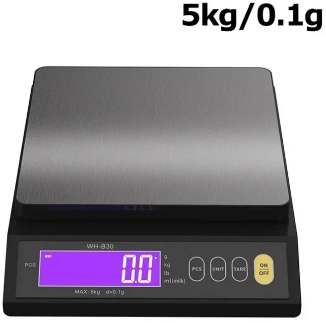 디지털 전자 주방 체중계 스테인리스 스틸 충전식 고정밀 자동 전원 끄기 장치 변환 5kg 0.1g 10kg 1g, 01 5kg 0.1g