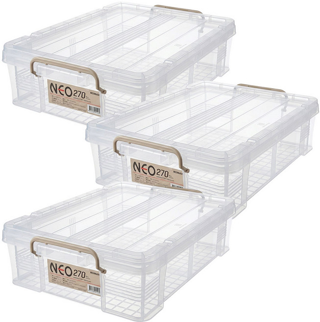 코멕스 국내생산 네오박스 리빙박스, 3개, 베이지