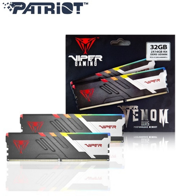 패트리어트 DDR5 32G PC5-51200 CL32 VIPER VENOM RGB 패키지 메모리 (16Gx2) 파인인포, 1개