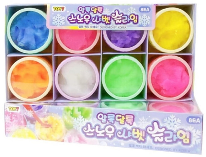 (랜덤1개) 촉감놀이 스노우 슬라임 알록달록 샤벳슬라임 주물럭놀이, 1개