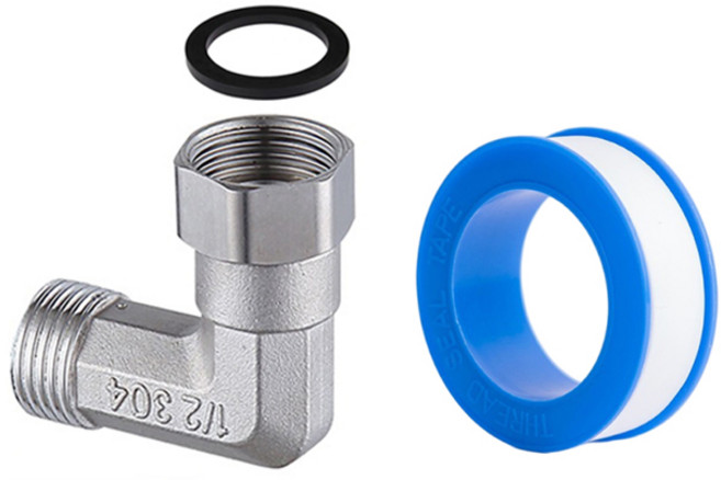 이안 스텐 304 엘보 수도 연결 밸브+테프론테이프, 1개