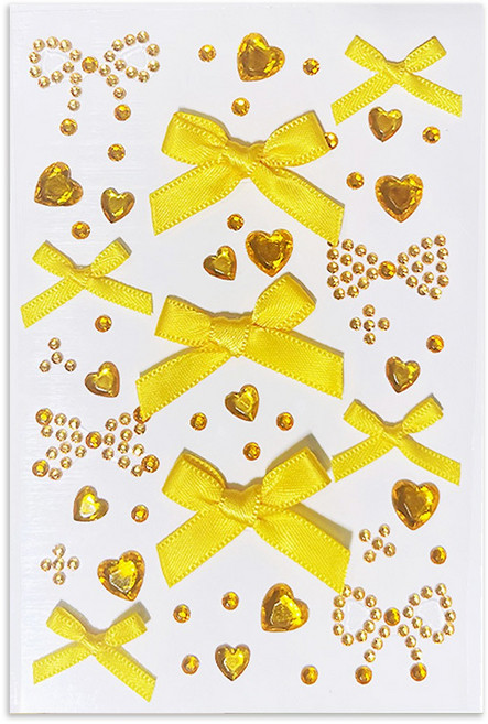 다락301 스티커 페이스 반짝이 페스티벌 파티 워터밤 메이크업 큐빅 얼굴스티커, 1개, 18 노랑리본