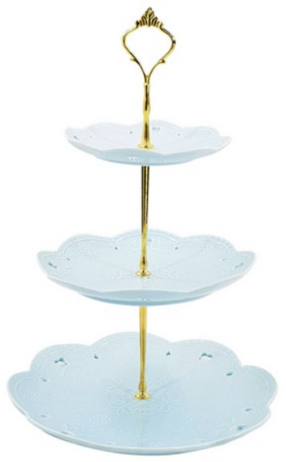 루이앤탑펠 북유럽풍 디자인 3단 케이크 디저트 트레이, BULE, 1개