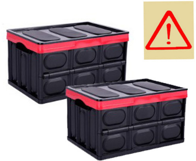 포캠 30L정리함 2개 비상스티커1개 트렁크정리함 캠핑접이식 폴딩 박스 트렁크수납 박스 소형 접이식박스, BLACK