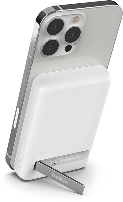 벨킨 5000mAh 맥세이프 마그네틱 무선 충전 보조배터리 + 스탠드, BPD004, 화이트