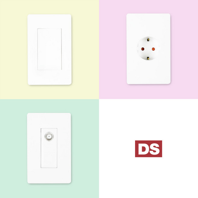 DS이엘씨 D2 스위치 콘센트 통신 전화 CATV 4P 8P 배선기구 커버 교체 전등 전기 맹커버 보조대 흰색 화이트 와이드, 04_D2 4구 스위치, 1개