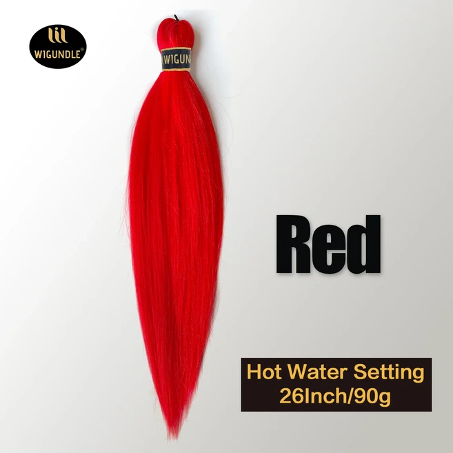 Kanekalon 26 인치 물 세트 Pre Stretched Jumbo Braiding Hair Box 트위스트 브레이드 여성용 합성 헤어, 01 26인치, 01 3 개/세트, 40 Red
