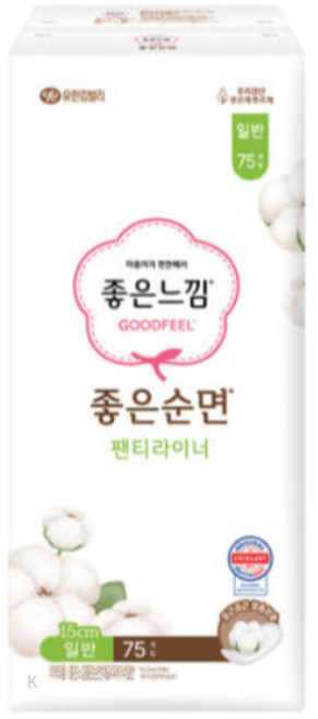 좋은느낌 오가닉 순면커버 팬티라이너, 일반, 75개입, 3개