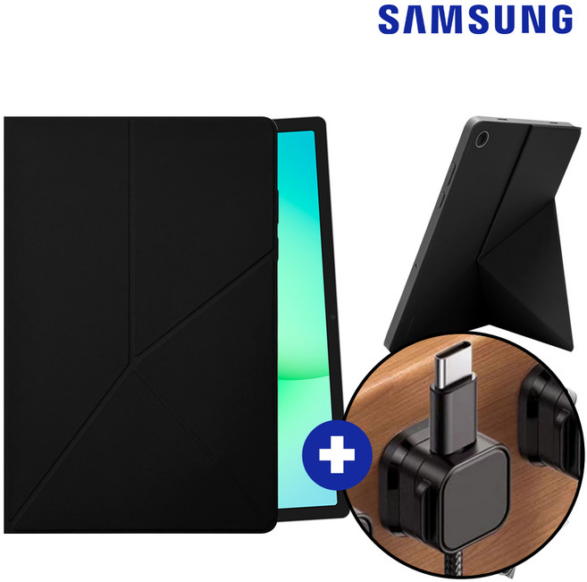 삼성 정품 갤럭시탭A11+ 스마트 북커버 + 케이블홀더, 1개, 블랙+케이블홀더1개