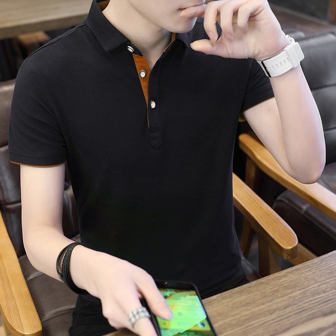 衣貳山 男士Polo衫 短袖翻領立領T恤 吸汗透氣素色商務款