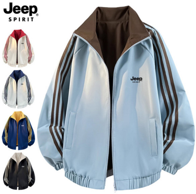 지프스피릿 남녀공용 스트라이프 집업 하이넥 점퍼 트레이닝 자켓 JP9969