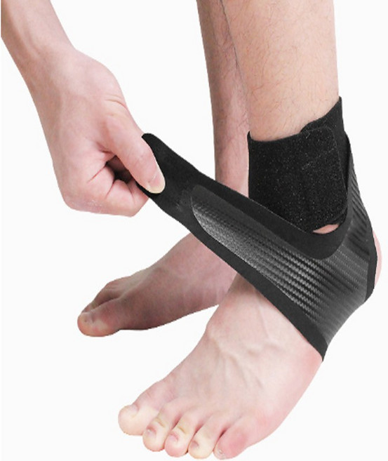 AOLIKES 纏繞加壓防護 跑步登山透氣護踝, 1個, 碳纖維紋款,左腳L號