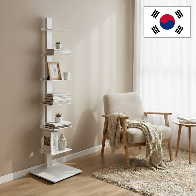 국내생산 철제 스탠딩 북선반 책꽂이, 7단, 화이트(단면형)