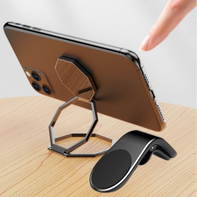 이포로드 차량용 핸드폰 팔각 스마트톡 거치대, 블랙, 1개