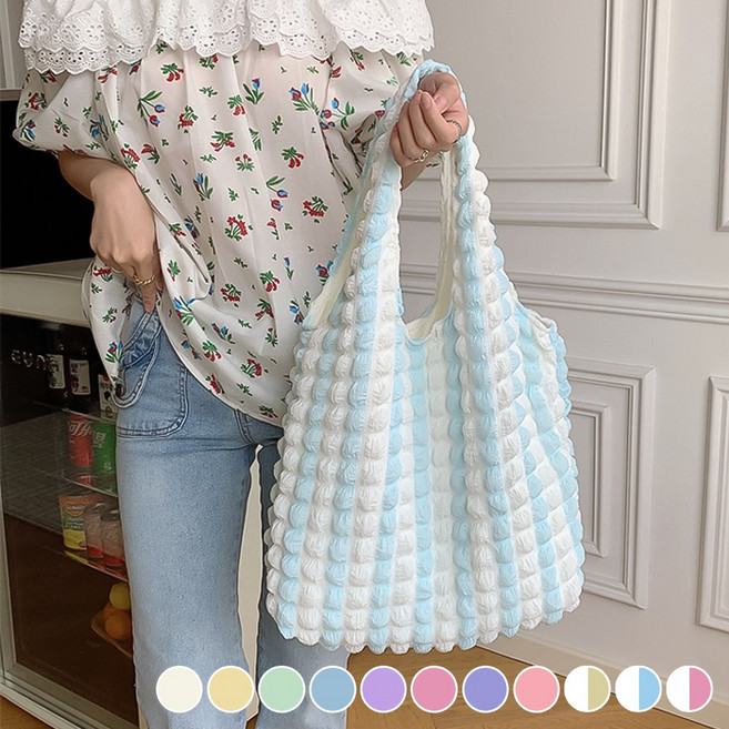 아뜰라임 데일리 가벼운 구름 보부상 숄더 나일론 에코백