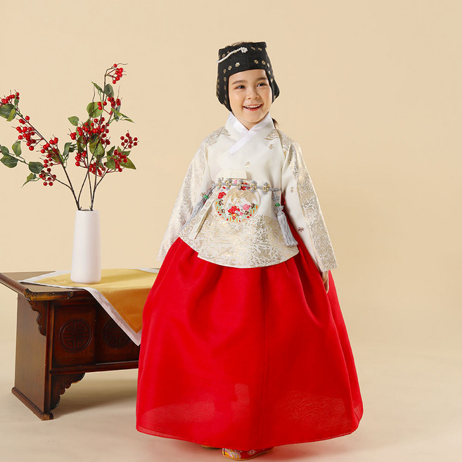 아가명주 여아 아리 금박 당의 한복 세트 돌한복