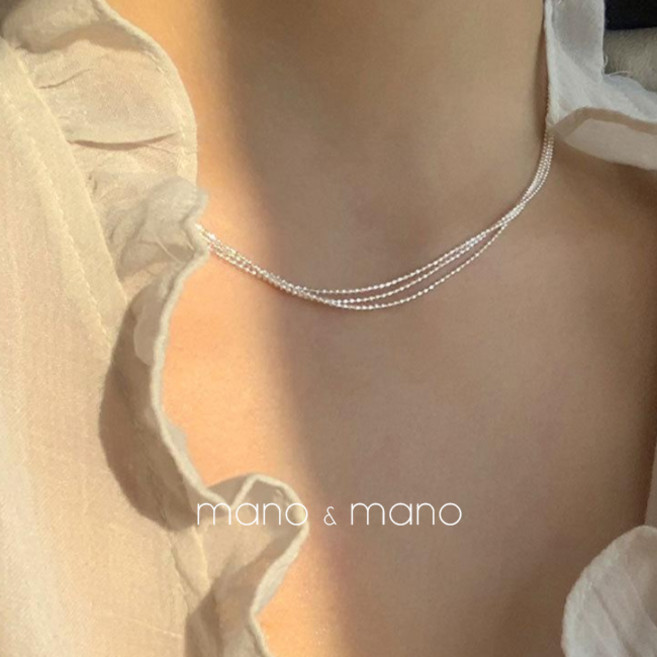 여리여리한 세줄 실버 볼 체인 레이어드 목걸이