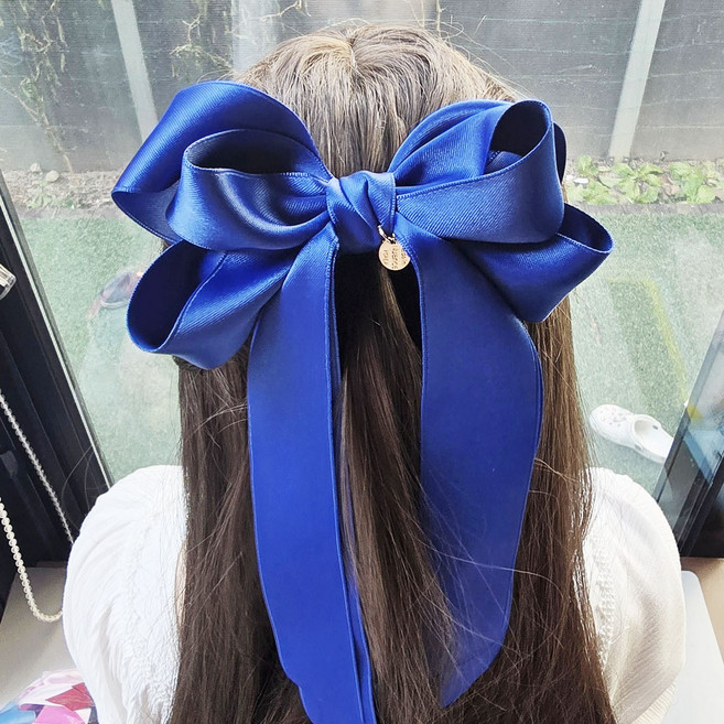 쥴리엣 세틴 꼬리빅리본 1P 8cm자동핀 골프리본 왕리본 H153