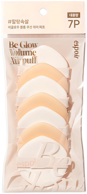 에스쁘아 비글로우 볼륨 쿠션 에어 퍼프 7p, 혼합색상, 1개