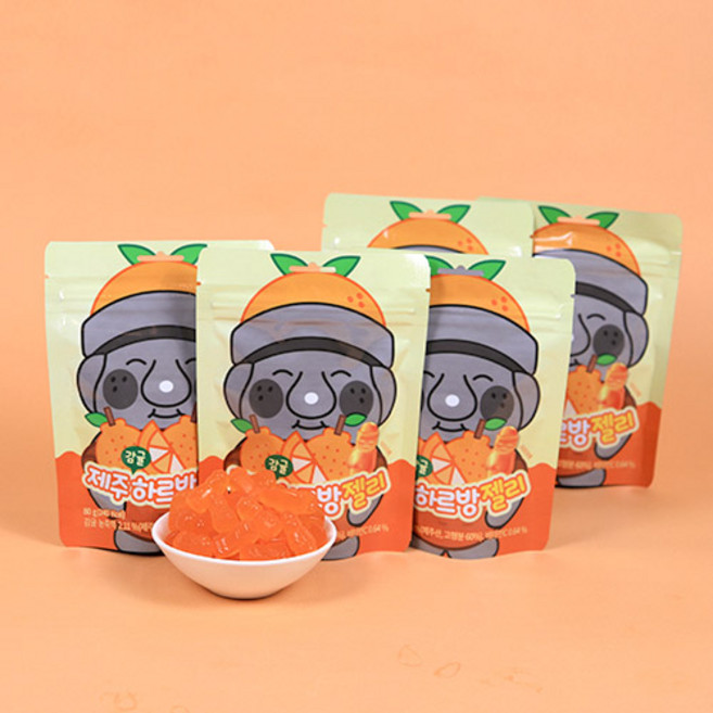 에스디푸드 제주 감귤 하르방 젤리, 80g, 5개