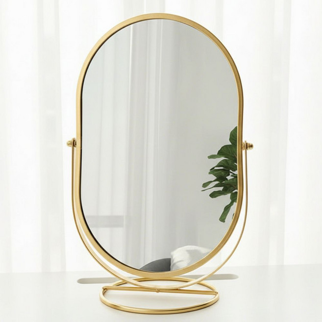 버디트로브 회전 탁상거울 메이크업 면도, 골드