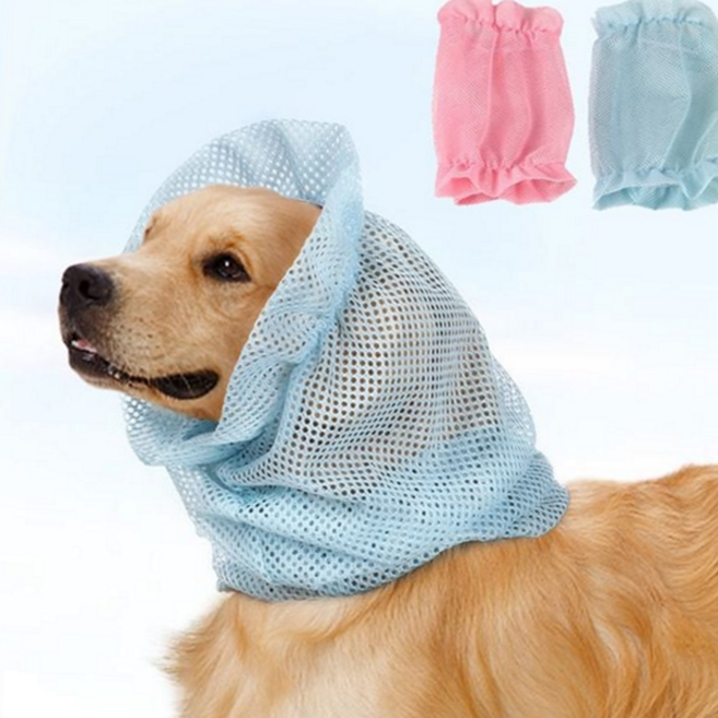 강아지 스누드 반려동물 메쉬 귀마개 강아지 귀 덮개 통풍 애견 보호대 케어 모자 넥스, 대형, 블루