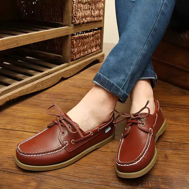 남자보트슈즈 가죽요트화 보트화 레트로 단화 신발, 1개, 브라운 45 (반사이즈 큽니다)