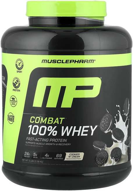 몸관리하세요 겨울입니다 MusclePharm Combat® 100% 유청 단백질 분말 쿠키 앤 크림 맛 2.28kg(5lb) 특별관리진행, MusclePharmCombat100유청단백질분말쿠키앤, 2.28kg, 1개 - 쿠팡