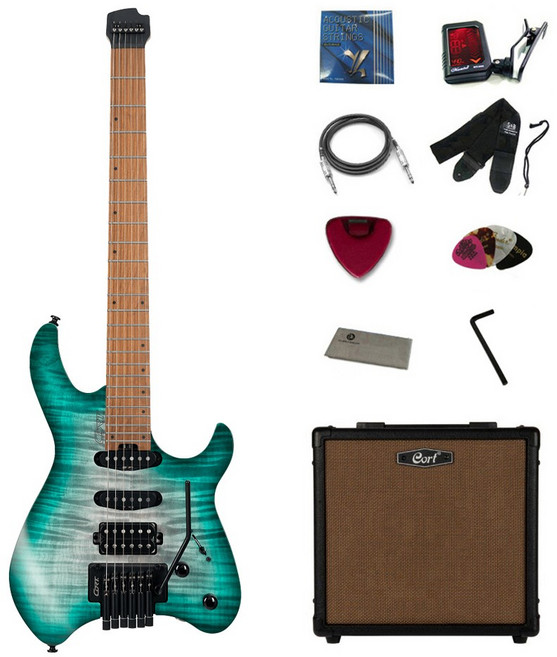 콜트 헤드리스 일렉기타 입문용 앰프 패키지, 1개, 세미 글로스 라군 SGLG, Space G6TR