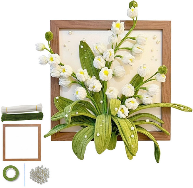 루루이즈 모루 은방울꽃 액자 DIY 키트, 은방울꽃 액자 세트, 1개