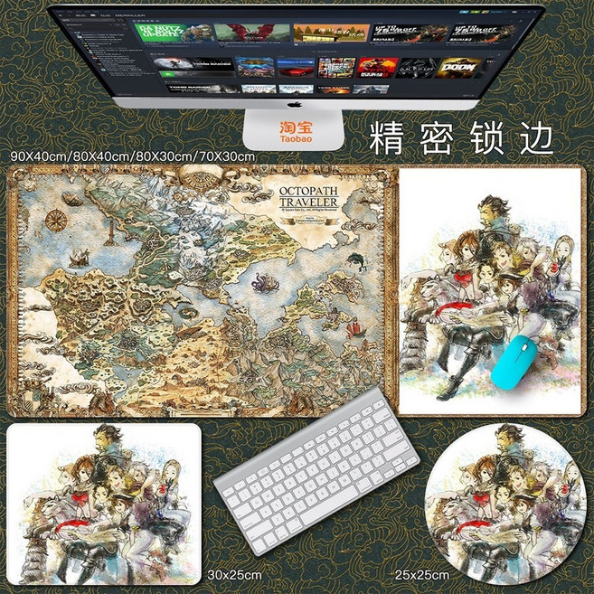 옥토패스트래블러 마우스패드 장패드 인테리어장식품 29종, 3mm, 90x40cm, 1개