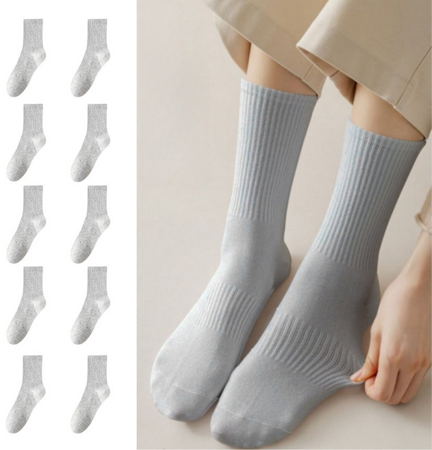 뷰티 여성 무지 중목 양말 10켤레