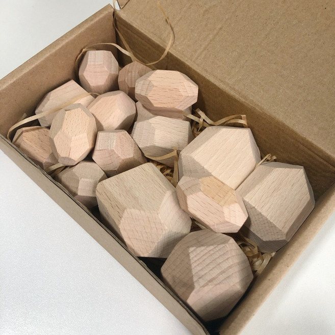 疊石疊疊樂兒童早教益智玩具平衡diy木質大顆粒積木拼搭禮物, 1個, 16粒原木櫸木:如圖