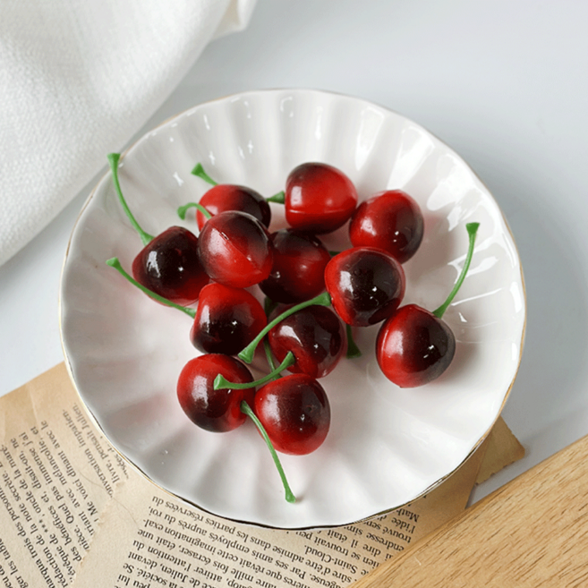 한소픈 체리 모형 장식 소품 가짜 체리 과일 모형 앵두 모형, 체리 12P