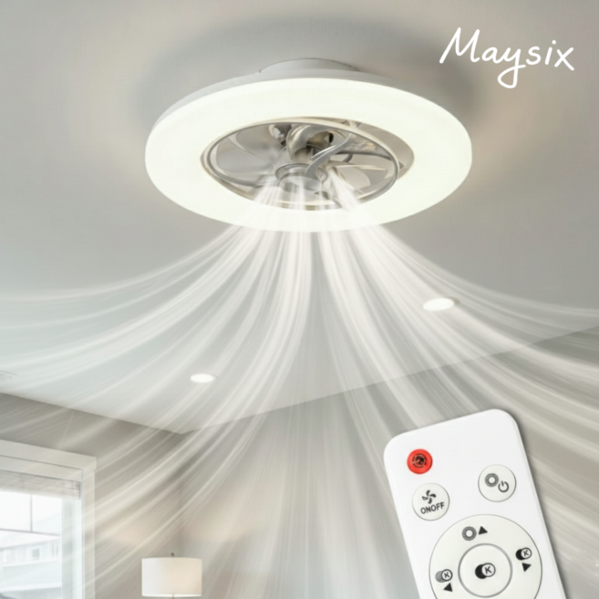 메이식스 실링팬 조명 led 천장 선풍기 BLDC 천장형 거실 360도 회전 리모콘 포함, 퓨어 화이트