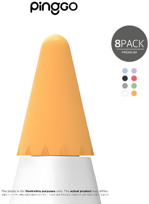 PingGO Pencil 筆尖套 8枚 多色盒裝 增加摩擦力 升級手感, 1個