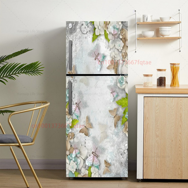 신선한 맛 있는 과일 튀김 냉장고 문짝 랩 커버 주방 냉장고 문짝 포스터 딸기 레몬 벽화 데칼 3D, 02 60x180cm, 15 EBX-006