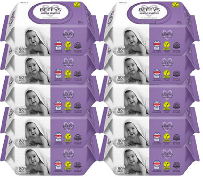 베피스 젠틀 센시티브 80매 캡형 물티슈 10개, 60g