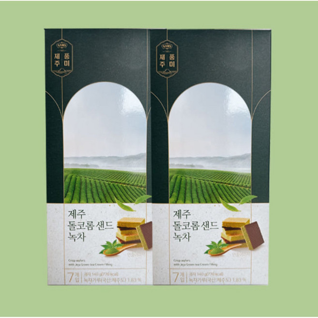 제주 돌코롬 샌드 녹차 웨하스 제주도기념품, 140g, 1개