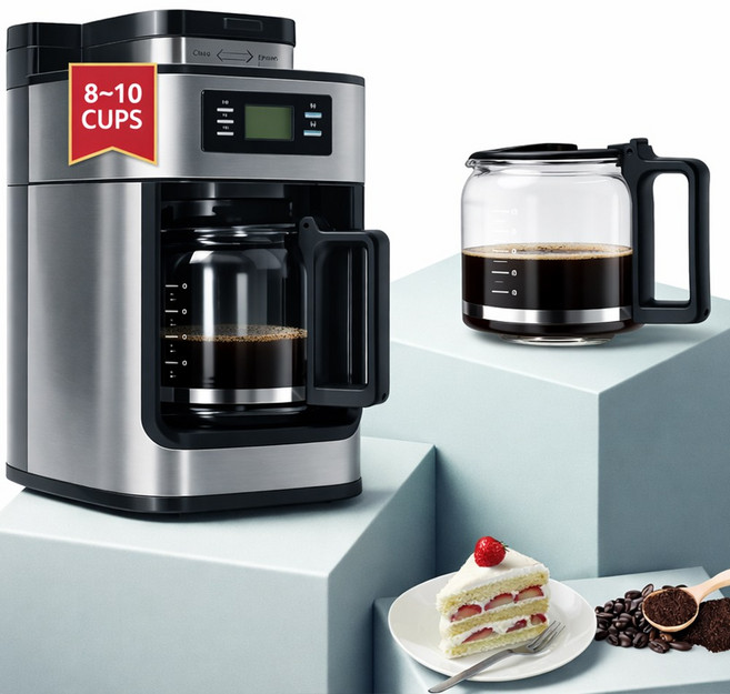 드립커피머신 가정용 원두/커피가루 겸용 올인원 프로그래머블 고출력 홈카페, Espresso Black, CM315T