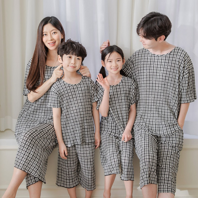 투위 여름 캐릭터 플리츠냉감 반팔 7부SET 가족잠옷